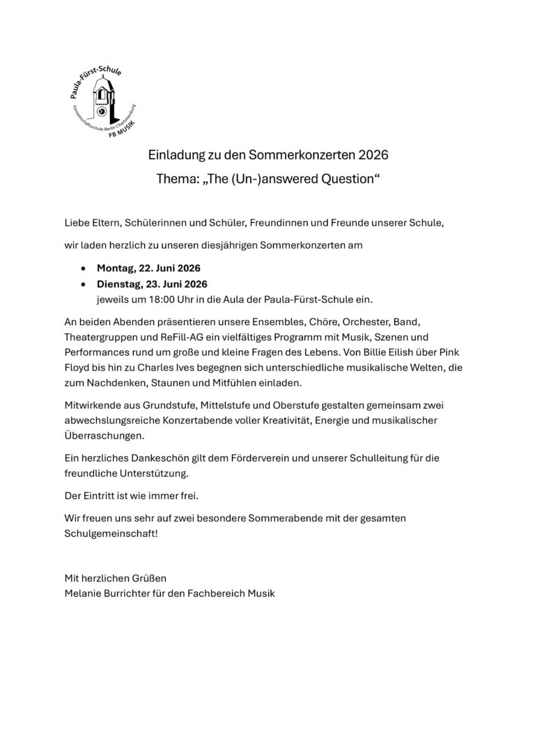 Einladung zu den Sommerkonzerten 2026 - Homepage